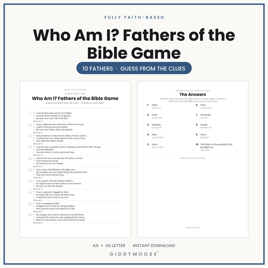 Who Am I Fathers of the Bible Game Printable