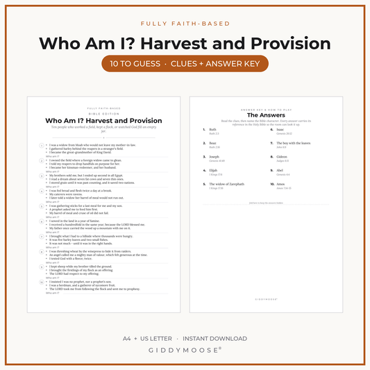 Who Am I Harvest Bible Game Printable