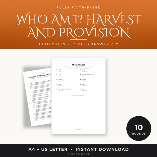 Who Am I Harvest Bible Game Printable
