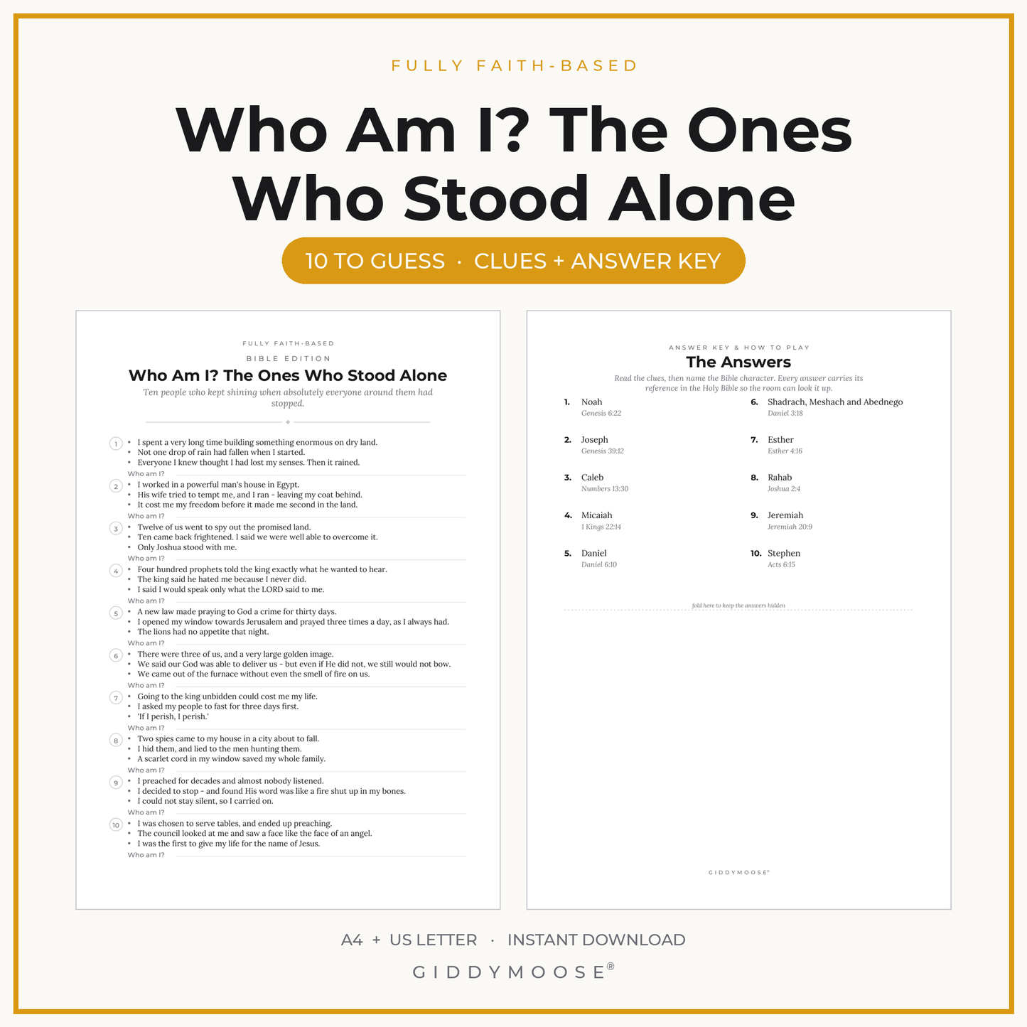 Who Am I Bible Game Printable
