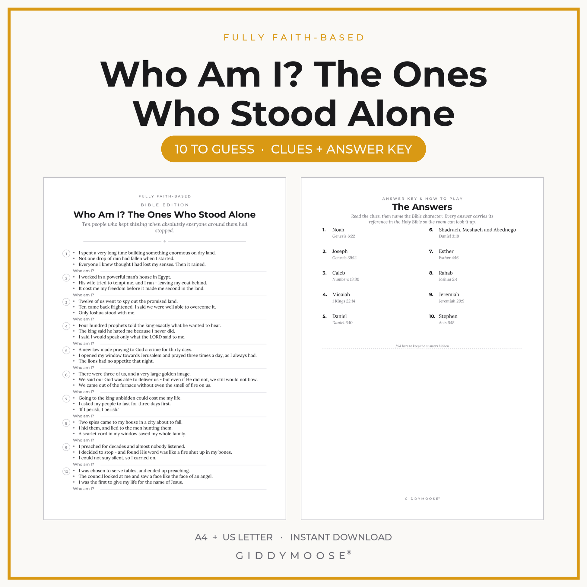 Who Am I Bible Game Printable