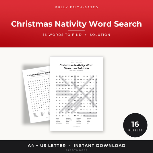 Christmas Nativity Word Search Printable