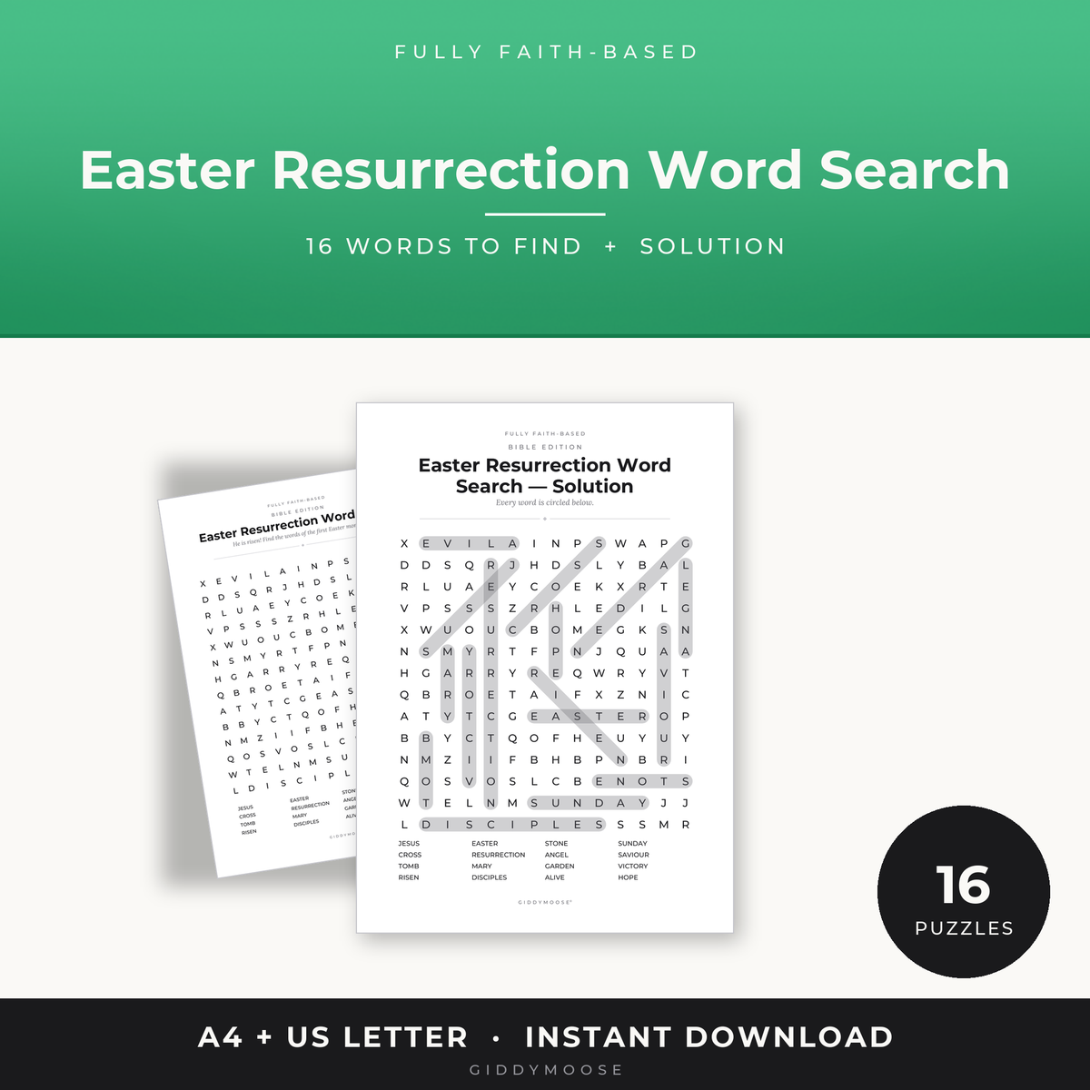 Easter Resurrection Word Search Printable