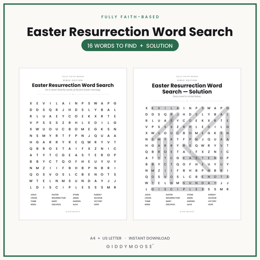 Easter Resurrection Word Search Printable