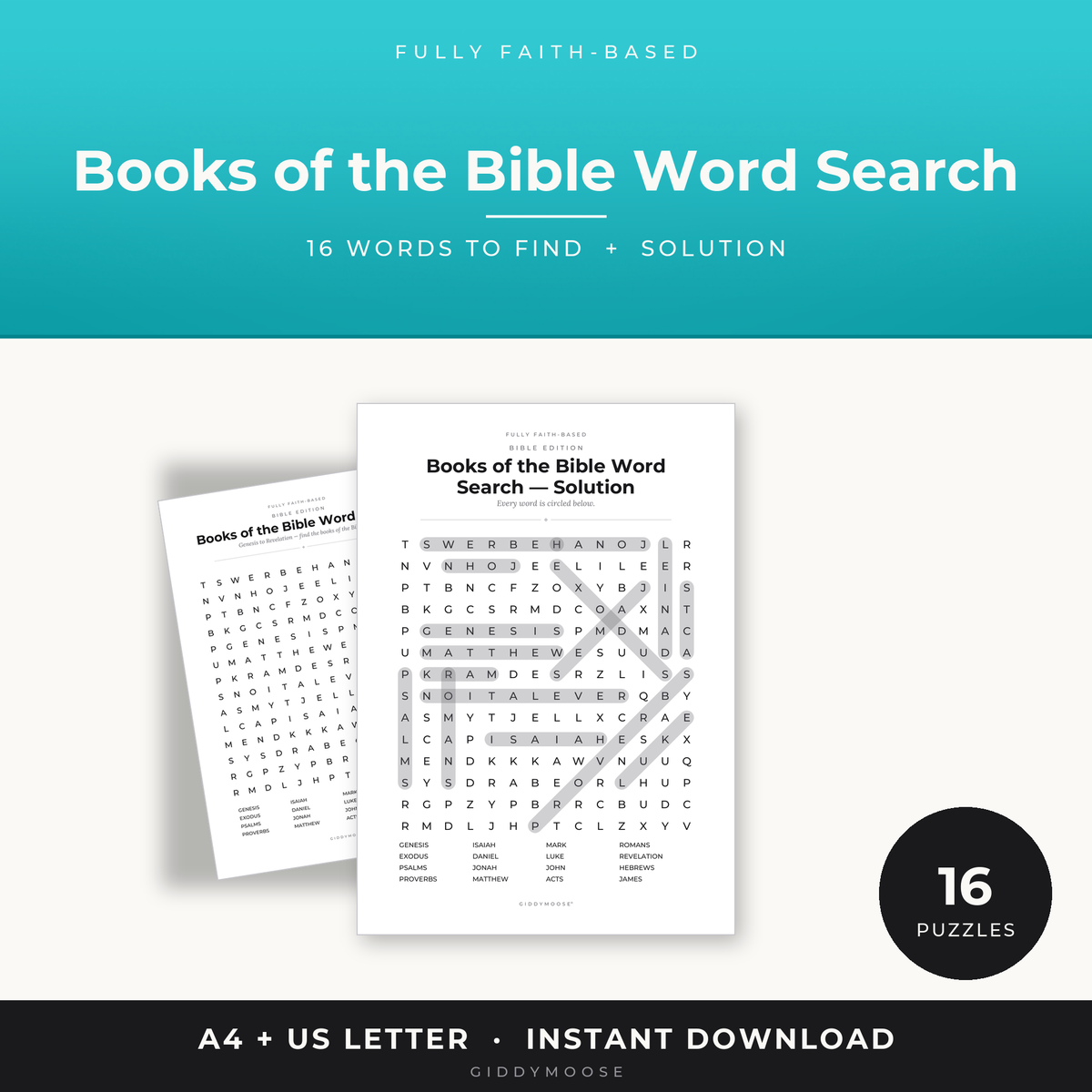 Books of the Bible Word Search Printable