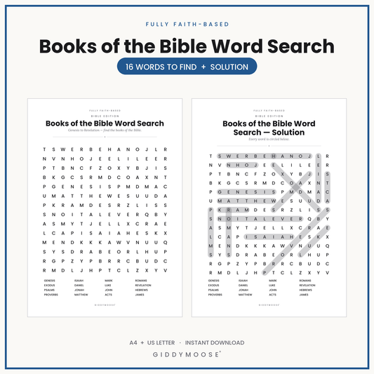 Books of the Bible Word Search Printable