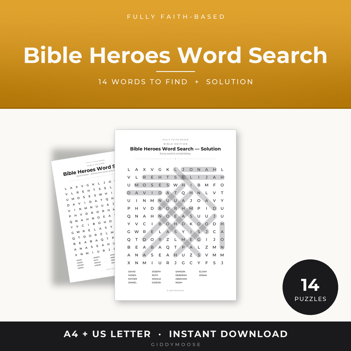 Bible Heroes Word Search Printable