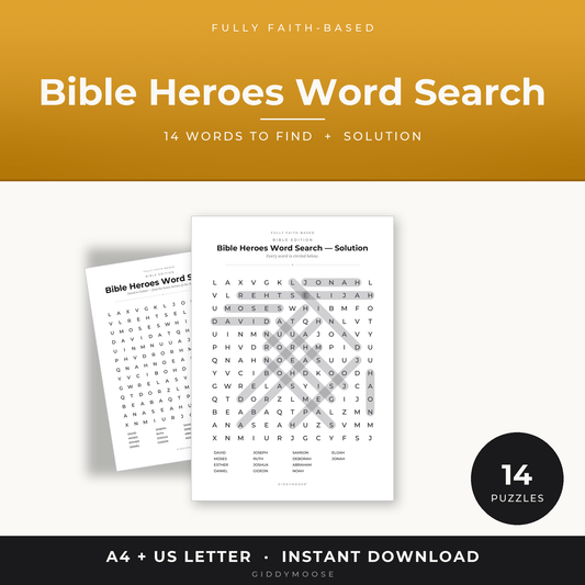 Bible Heroes Word Search Printable