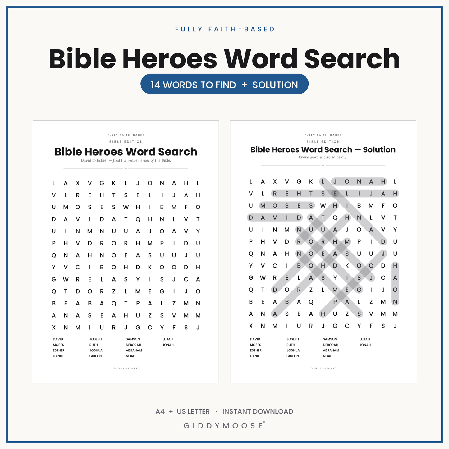 Bible Heroes Word Search Printable