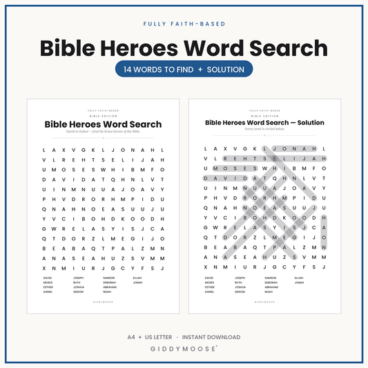 Bible Heroes Word Search Printable