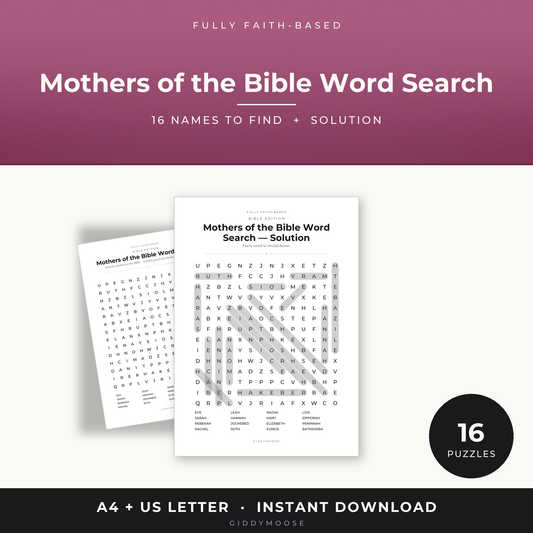 Mothers of the Bible Word Search Printable