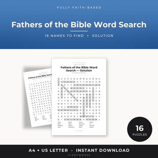 Fathers of the Bible Word Search Printable