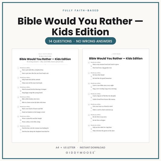 Bible Would You Rather Kids Game Printable