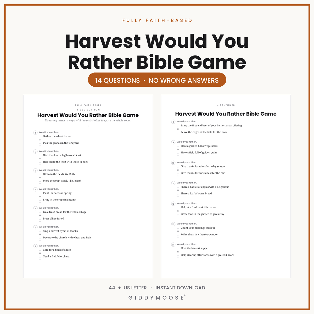 Harvest Would You Rather Bible Game Printable