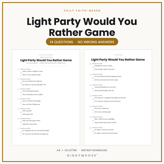 Light Party Would You Rather Game Printable