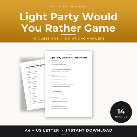 Light Party Would You Rather Game Printable