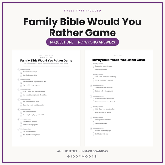 Family Would You Rather Christian Game Printable