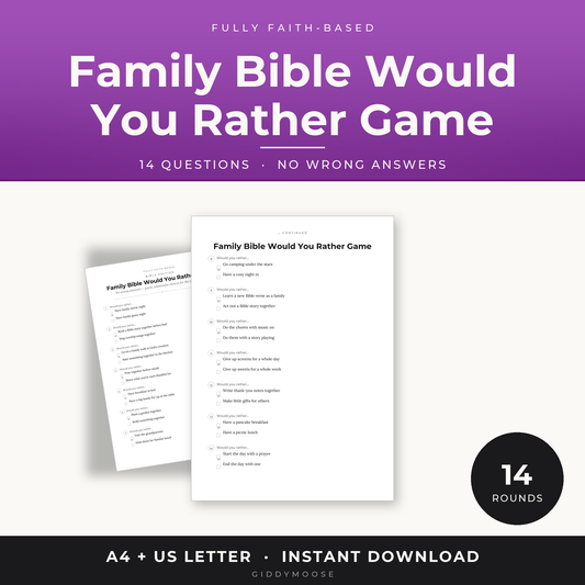 Family Would You Rather Christian Game Printable