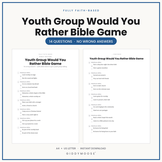 Youth Group Would You Rather Christian Game Printable