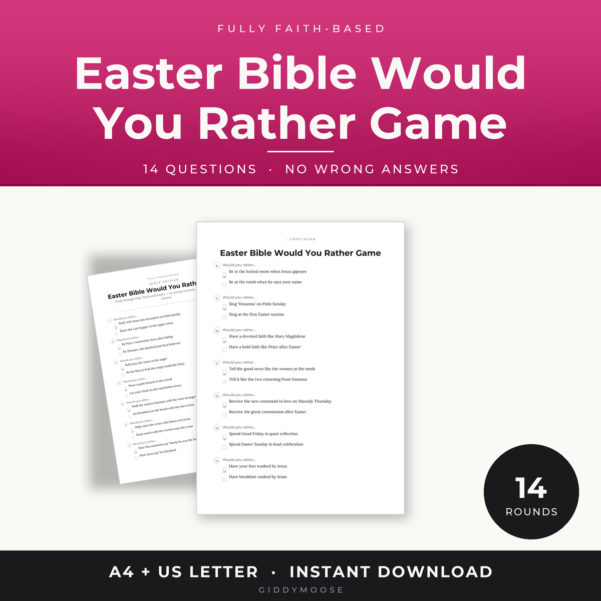 Easter Bible Would You Rather Printable