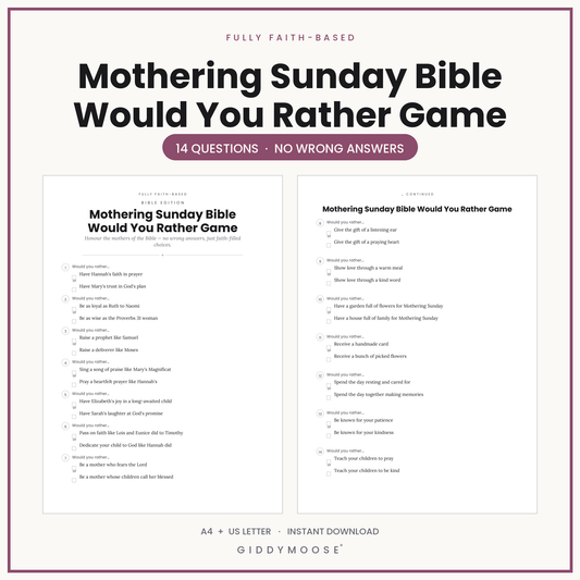 Mothering Sunday Bible Would You Rather Printable