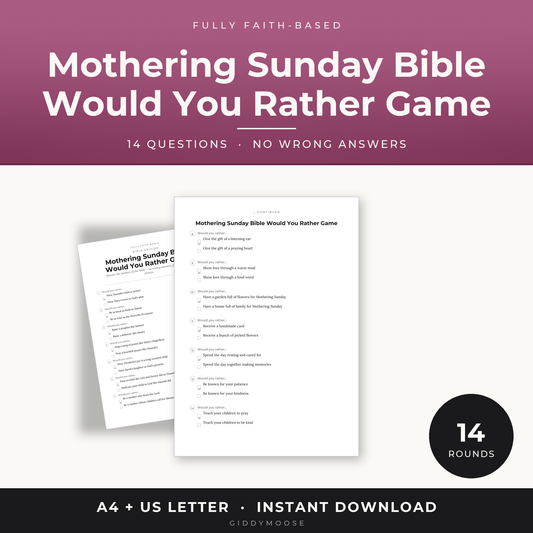 Mothering Sunday Bible Would You Rather Printable