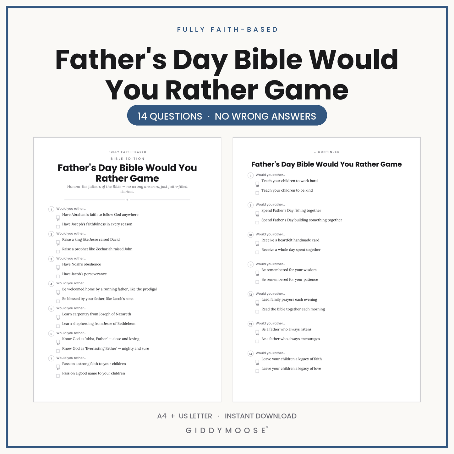 Father's Day Bible Would You Rather Printable