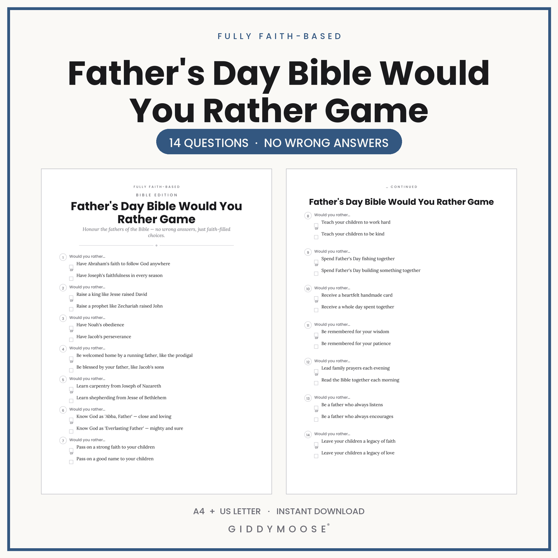 Father's Day Bible Would You Rather Printable