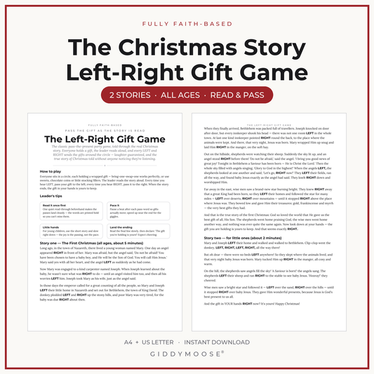 Christmas Left Right Gift Game Printable