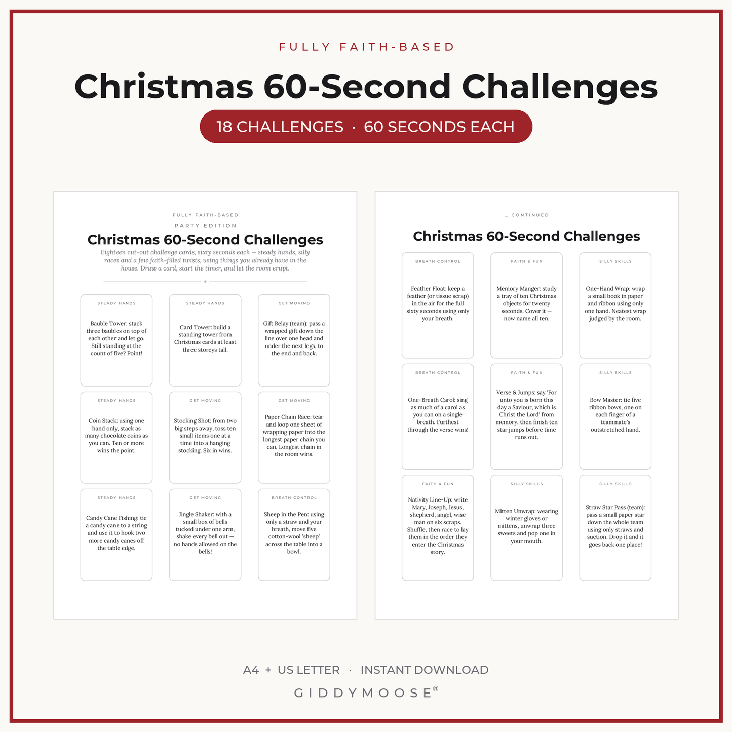 Christmas Minute Games Printable
