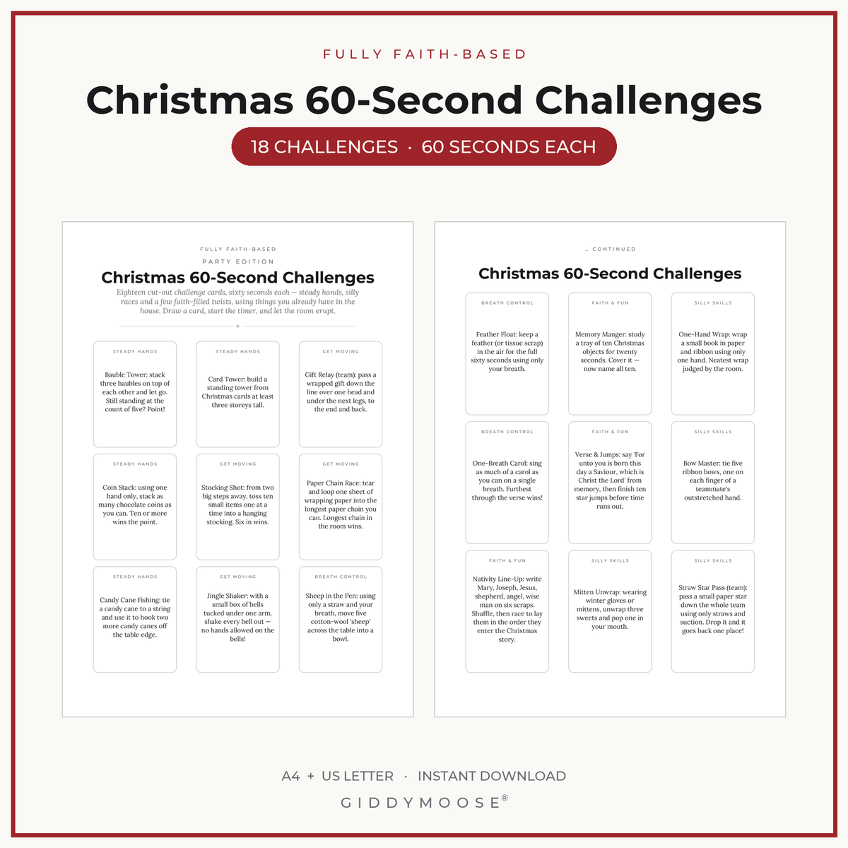 Christmas Minute Games Printable