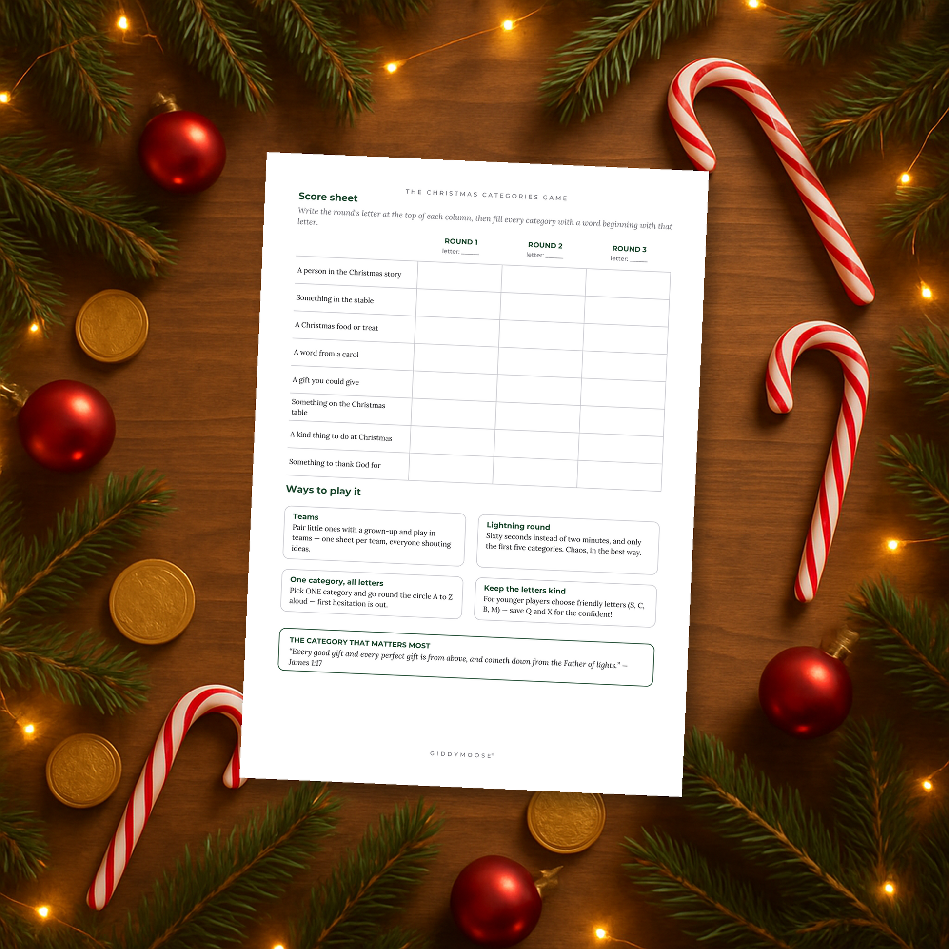 Christmas Categories Game Printable — image 5
