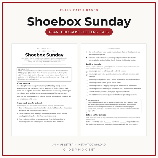 Shoebox Appeal Pack Printable
