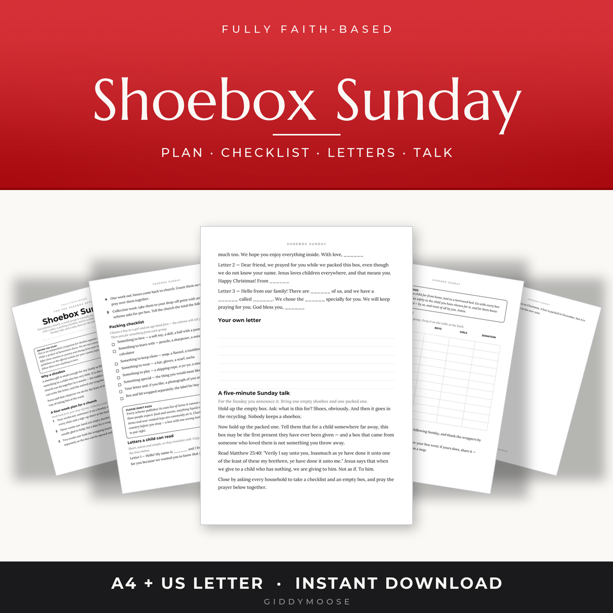 Shoebox Appeal Pack Printable