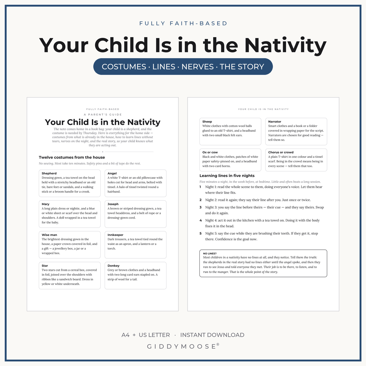 Nativity Costume Guide Printable