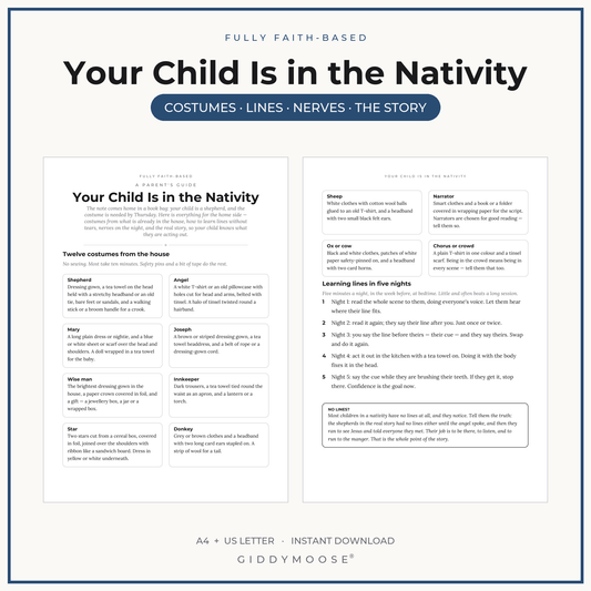 Nativity Costume Guide Printable