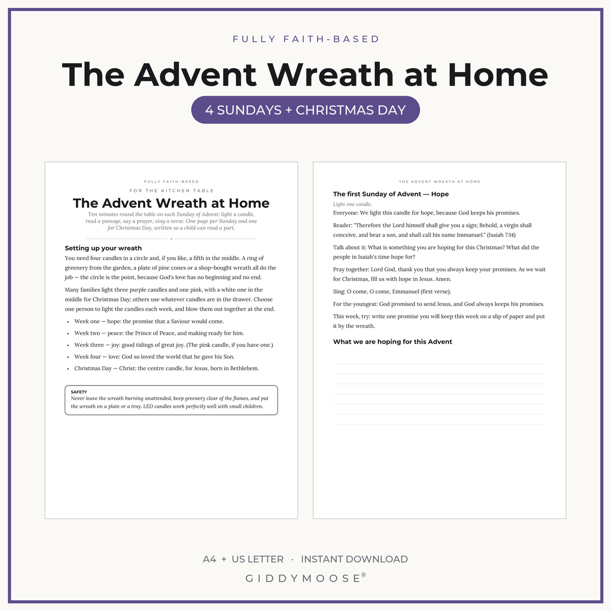 Advent Wreath Liturgy Printable