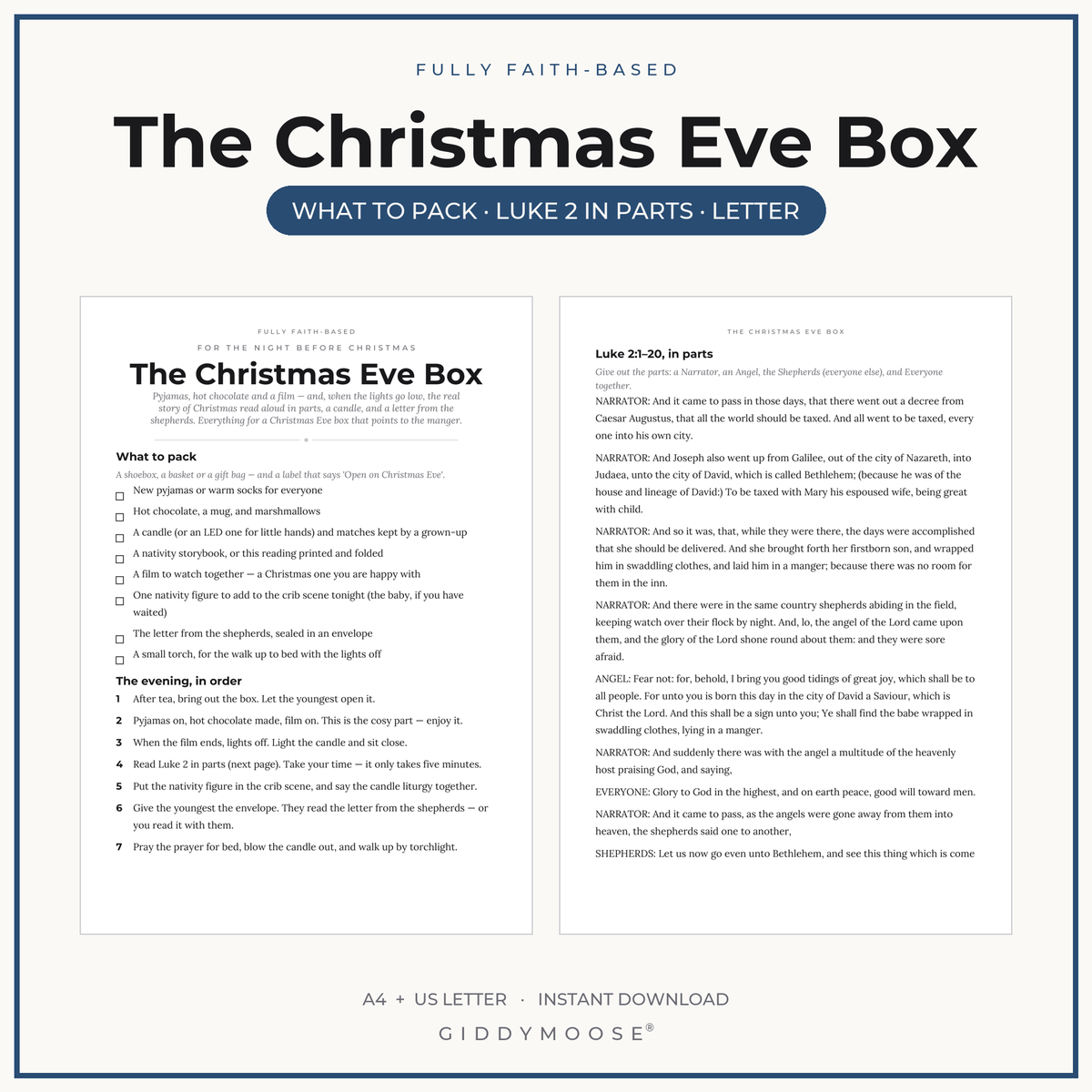 Christian Christmas Eve Box Printable