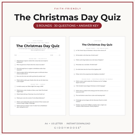 Christmas Day Quiz Printable