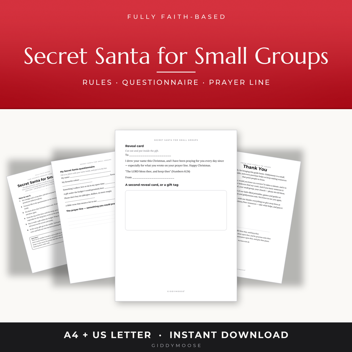 Secret Santa Questionnaire Printable for Church Small Groups