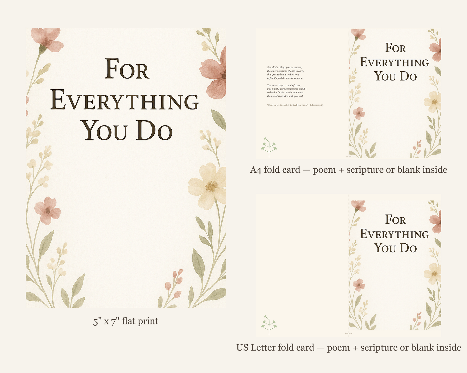 For Everything You Do Gratitude Card Printable — printable card