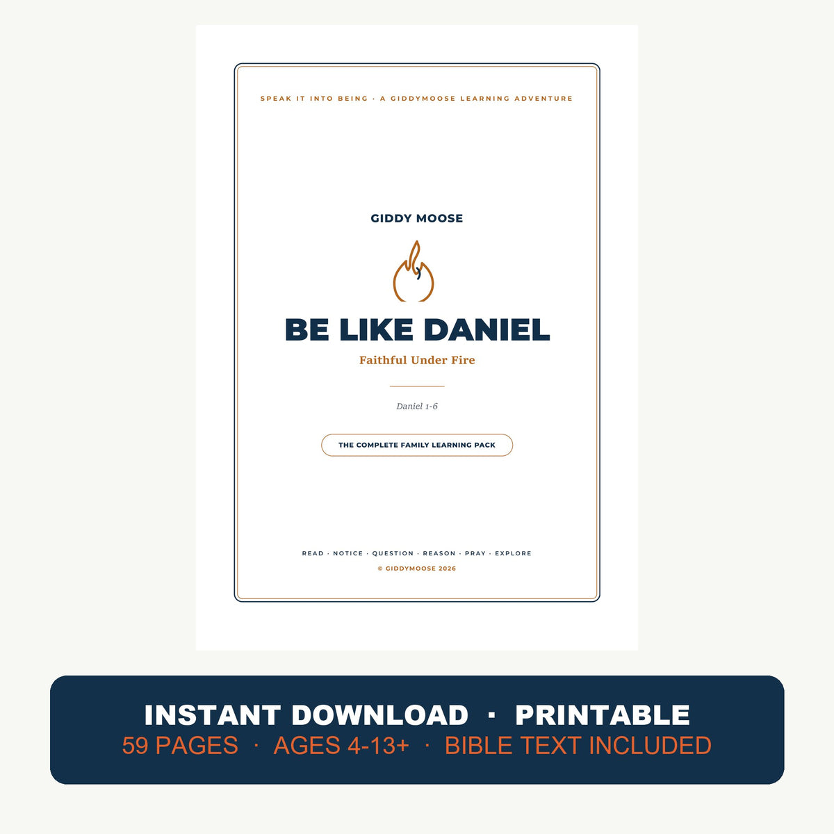 Be Like Daniel — Daniel and the Lions Den printable Bible lesson pack cover