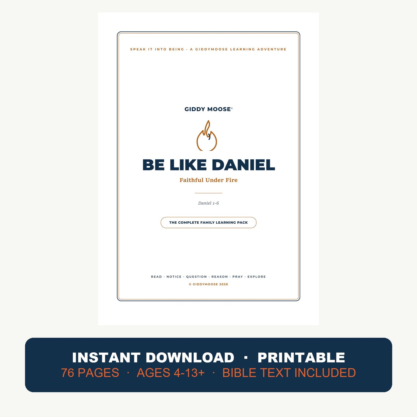 Daniel and the Lions' Den — Be Like Daniel: Faithful Under Fire — printable Bible lesson pack cover