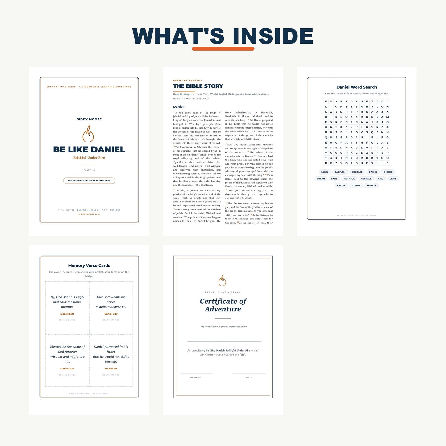 What's inside the Daniel Bible lesson pack