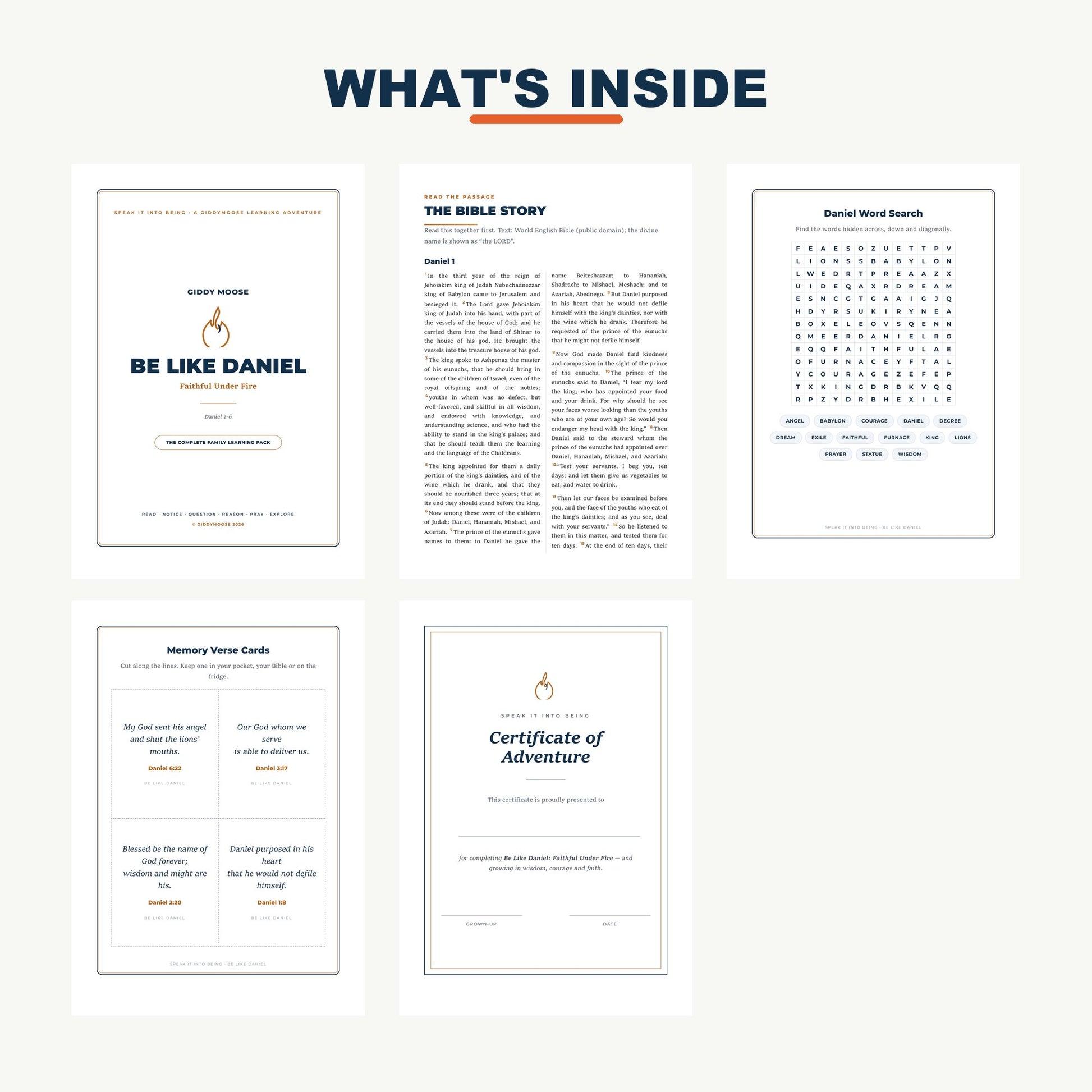 What's inside the Daniel Bible lesson pack