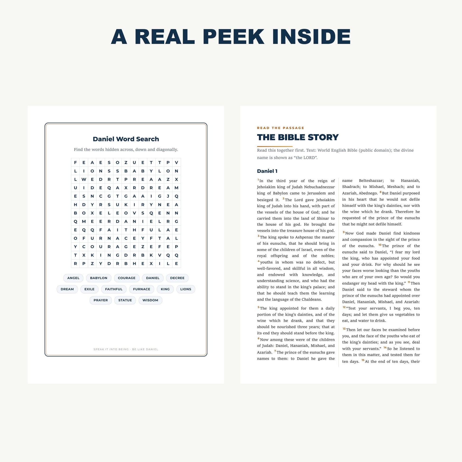 A real peek inside the Daniel lesson pack pages