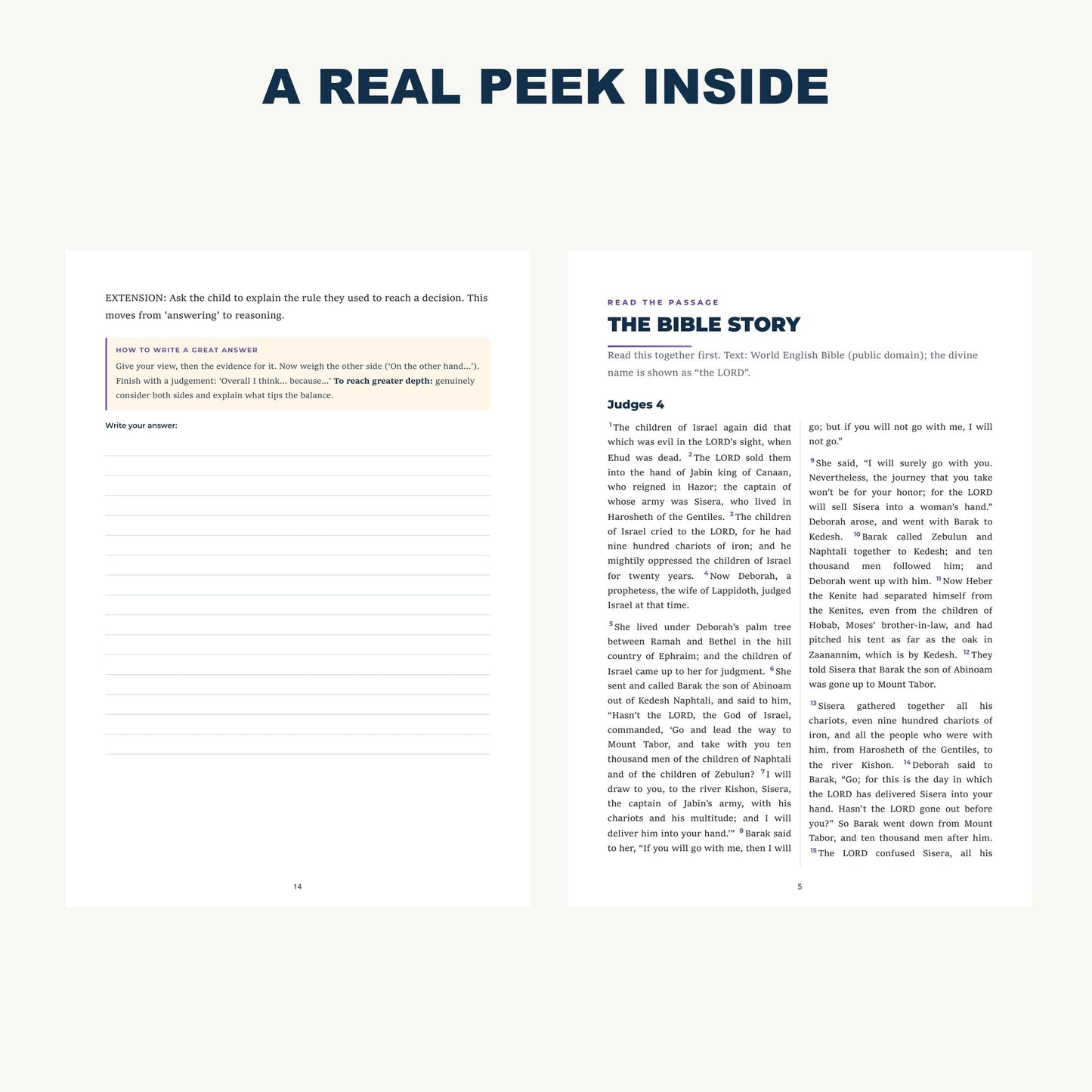 A real peek inside the Be Like Deborah lesson pack pages