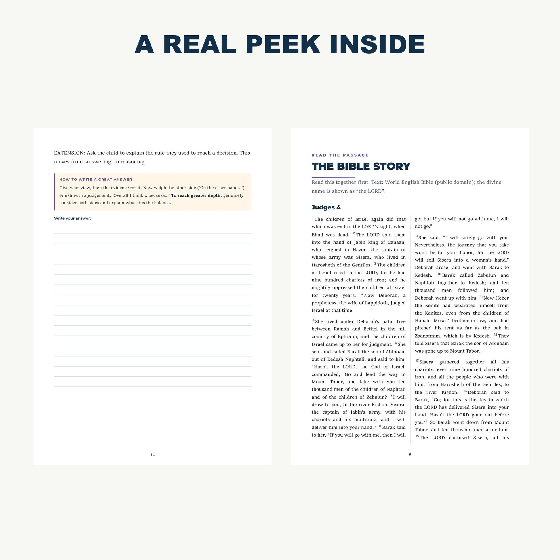 A real peek inside the Be Like Deborah lesson pack pages