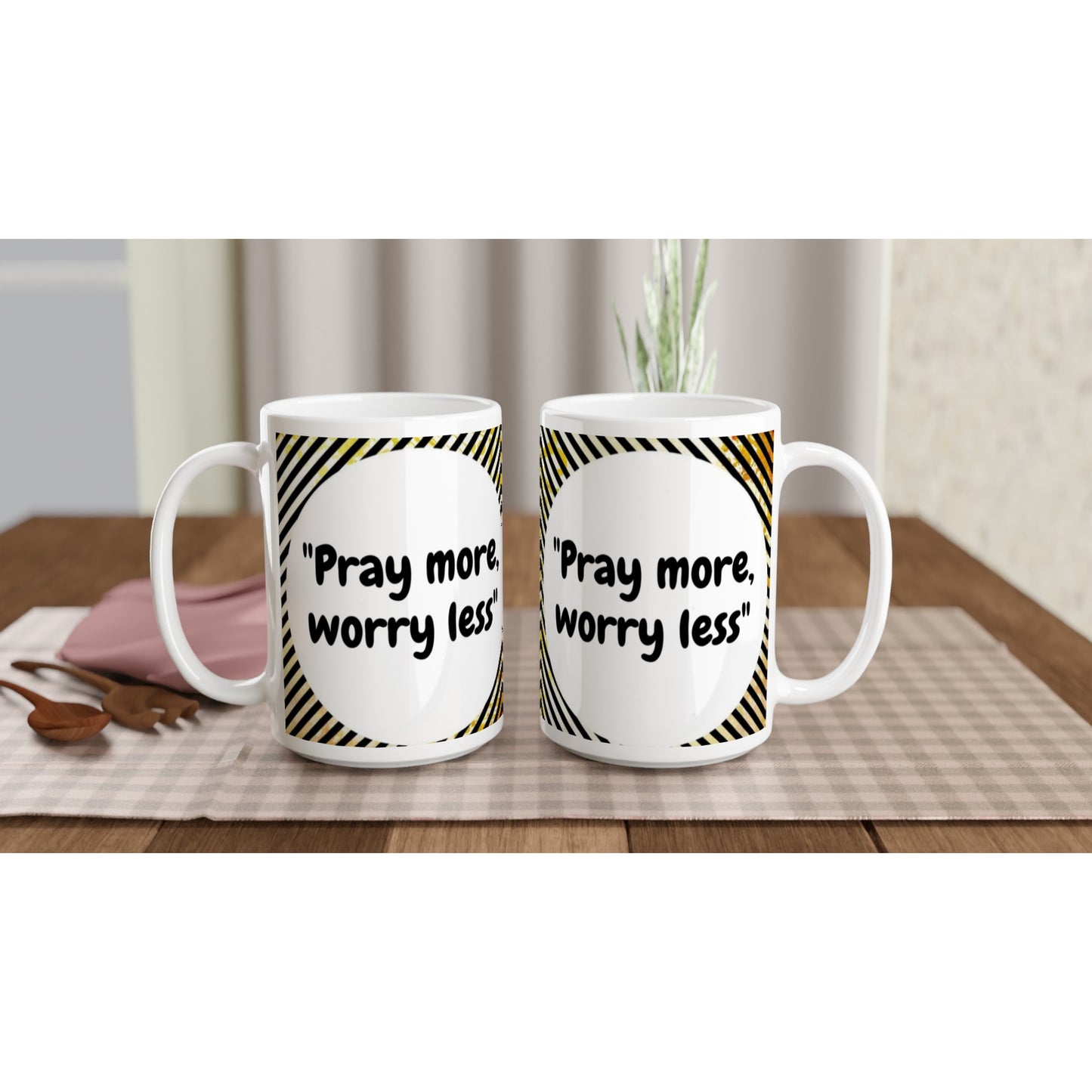 Pray More Worry Less Large Ceramic Mug | Less Anxiety, More Faith | SIIB