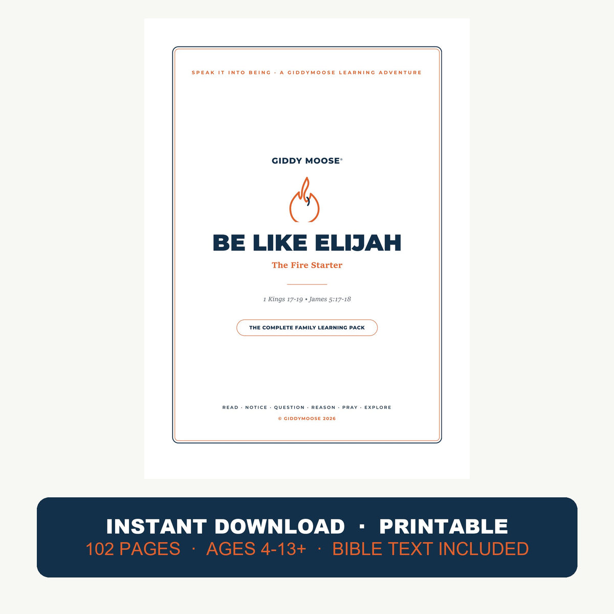 Be Like Elijah: The Fire Starter — printable Bible lesson pack cover